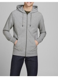 jack&jones ζακετα φουτερ jjebasic sweat zip hood noos 12181901-light grey melange lightgray