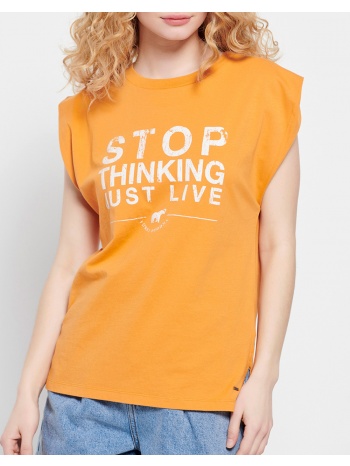 funky buddha organic cotton t-shirt με τύπωμα κειμένου