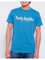 funky buddha t-shirt με branded τύπωμα fbm007-021-04-atlantic blue