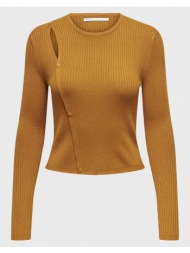 only onlashley cropped button oneck knt 15300391-cathay spice mustard