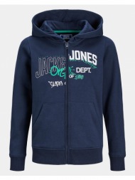 jack&jones jortribeca logo print sweat zip hood jnr 12243316-navy blazer navyblue