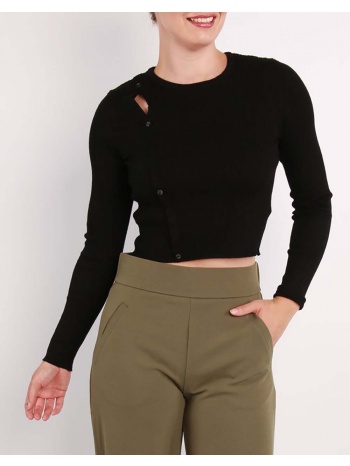 only onlashley cropped button oneck knt 15300391-black black σε προσφορά