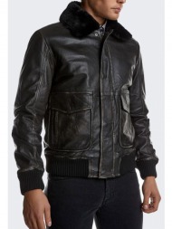 bizzaro 2124504 δερματινο jacket κοντο με γουνα bz2124504-10 black
