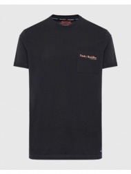 funky buddha βαμβακερό t-shirt με τσέπη στο στήθος fbm007-011-04-anthracite darkslategrey