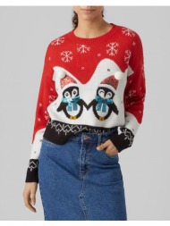 vero moda vmpenguinlove pullover xmas 10292664-chinese redw. snow white + black red