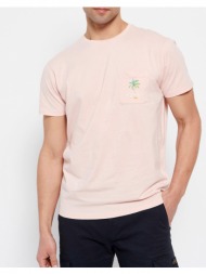 funky buddha ανδρικό t-shirt με τσέπη στο στήθος fbm007-385-04-pink pink