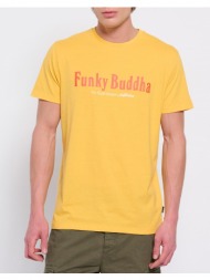 funky buddha t-shirt με branded τύπωμα fbm007-021-04-honey yellow