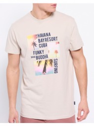 funky buddha t-shirt από οργανικό βαμβάκι με raster τύπωμα fbm007-360-04-ivory ivory