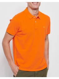 funky buddha essential μπλούζα πόλο από βαμβάκι πικέ fbm007-001-11-sunset orange