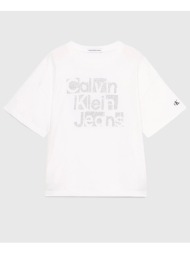 calvin klein metallic ckj boxy t-shirt ig0ig02340-8-16-yaf offwhite