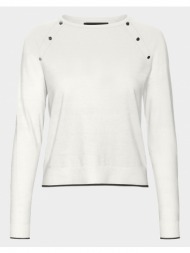 vero moda vmalma o-neck raglan pullover boo 10300043-snow whitesolid w. black contrast offwhite