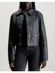 calvin klein short faux leather jacket j20j222553-beh black