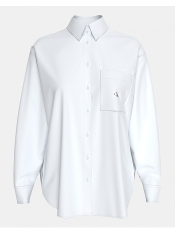 calvin klein woven label shirt j20j222610-yaf white