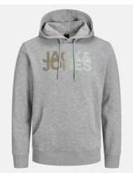 jack&jones jcoshady sweat hood fst 12243927-light grey melange lightgray