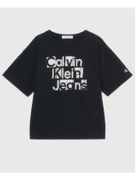 calvin klein metallic ckj boxy t-shirt ig0ig02340-8-16-beh black