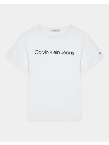 calvin klein inst. logo t-shirt iu0iu00599-8-16-yaf white σε προσφορά