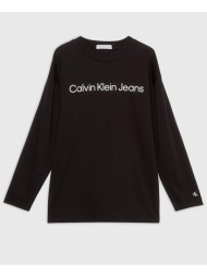 calvin klein inst. logo relaxed ls t-shirt iu0iu00542-8-16-beh black