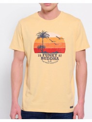 funky buddha t-shirt από οργανικό βαμβάκι με τύπωμα fbm007-038-04-vanilla yellow