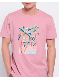 funky buddha loose fit paint brushed t-shirt από οργανικό βαμβάκι fbm007-344-04-vintage pink