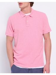 funky buddha μπλούζα polo σε μελαζέ ύφασμα fbm007-002-11-lt pink
