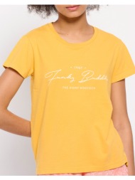 funky buddha t-shirt από οργανικό βαμβάκι με τύπωμα fbl007-114-04-honeycomb lightorange