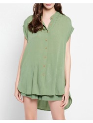 funky buddha loose fit πουκάμισο με μακρύτερη πλάτη fbl007-103-05-jade green