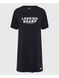 funky buddha long fit t-shirt από οργανικό βαμβάκι με τύπωμα fbl007-143-04-black black
