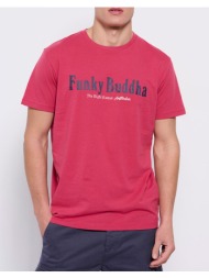 funky buddha t-shirt με branded τύπωμα fbm007-021-04-rose fuchsia