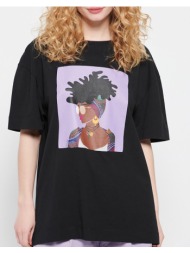 funky buddha loose fit t-shirt με τύπωμα από οργανικό βαμβάκι fbl007-130-04-black black