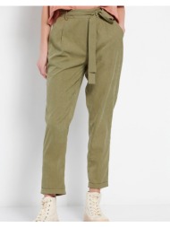funky buddha peg leg παντελόνι με ελαστική μέση και ζώνη fbl007-105-02-olive darkgreen