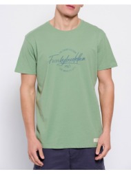 funky buddha t-shirt με branded τύπωμα σε vintage look fbm007-025-04-dusty mintgreen