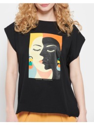 funky buddha t-shirt με τύπωμα από οργανικό βαμβάκι fbl007-125-04-black black