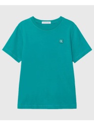 calvin klein monogram mini badge t-shirt iu0iu00543-8-16-lei turquoise