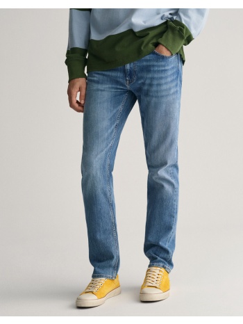 gant παντελονι regular gant jeans 3g1000261-34-971 denimblue