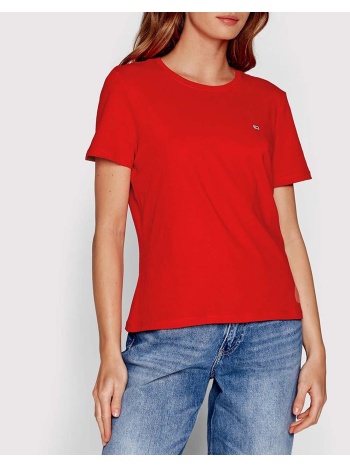 tommy jeans tjw jersey t-shirt dw0dw14616-xnl red