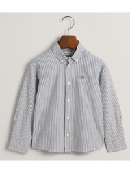 gant πουκαμισο μμ oxford striped shield shirt 3g830428-423 navyblue