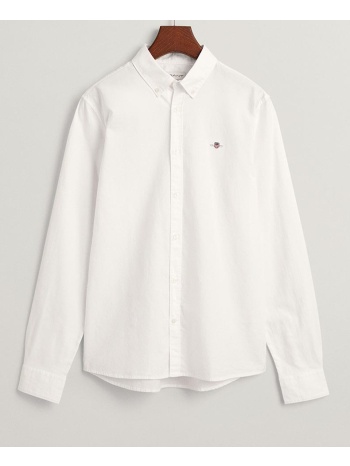 gant πουκαμισο μμ shield oxford bd shirt 3g930470-110 white