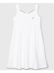 calvin klein back logo tape fit flare dress ig0ig02472-8-16-yaf white