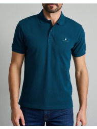 navy&green polo μπλουζακι-custom fit 24ge.300.7-moroccan blue rafblue