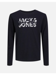 jack&jones jjejeff corp logo tee ls o-neck jnr 12250801-flowerblack black