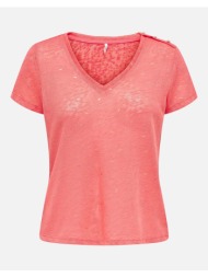 only onlstephi s/s aop v-neck top jrs 15246107-rose of sharonline frosted almond coral