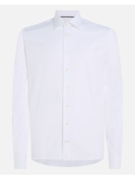 tommy hilfiger flex collar solid dobby shirt mw0mw34596-ycfr white