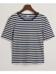 gant μπλουζα κμ slim striped 1x1 ribbed ss t-shirt 3gw4203493-433 navyblue