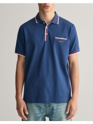 gant μπλουζα κμ 2-col tipping ss pique polo 3g2013042-403 blue