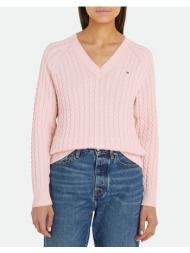 tommy hilfiger co cable v-nk sweater ww0ww40674-tjq pink