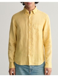 gant πουκαμισο μμ reg gmnt dyed linen shirt 3g3240120-726 yellow