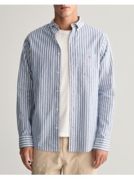 gant υποκαμισο μμ reg cotton linen stripe shirt 3g3240060-407 blue