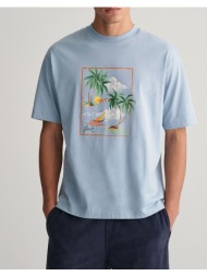 gant μπλουζα κμ hawaii printed graphic ss t-shirt 3g2013080-474 skyblue