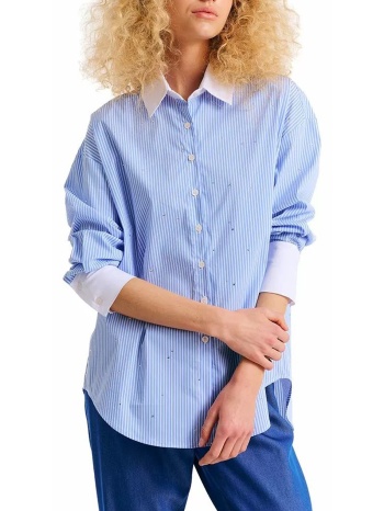 forel πουκάμισο ριγέ με strass 078.80.01.017-μπλε blue