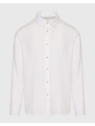 funky buddha garment dyed λινό πουκάμισο - the essentials fbm009-001-05-white white